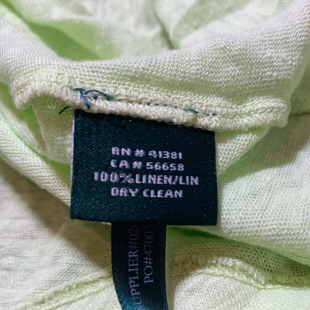 Lauren Ralph Lauren Lime Green Ombre Linen Top - Picture 5 of 8